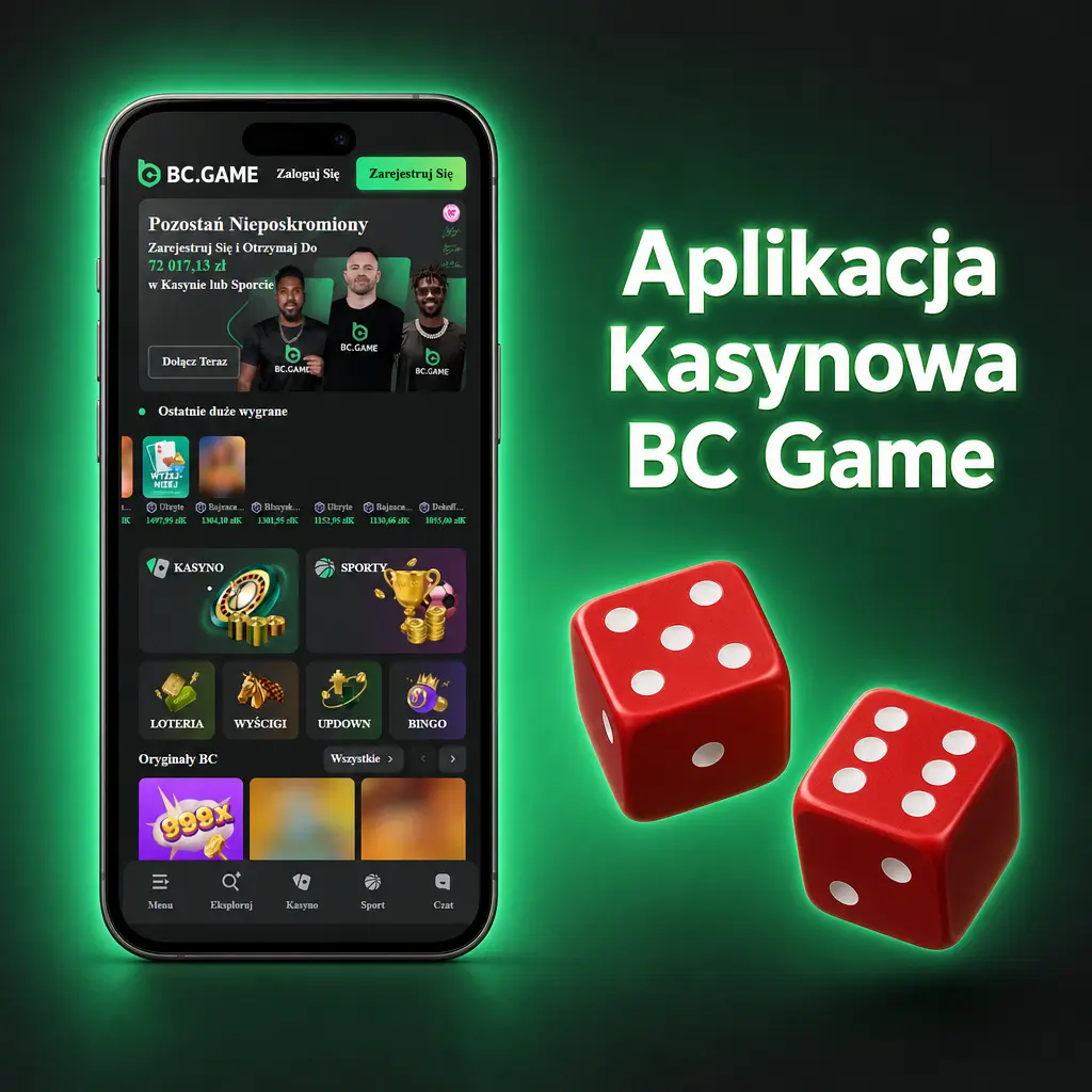 Aplikacja kasynowa BC Game z automatami, grami stołowymi, kasynem na żywo i promocjami takimi jak cashback oraz RakeBack