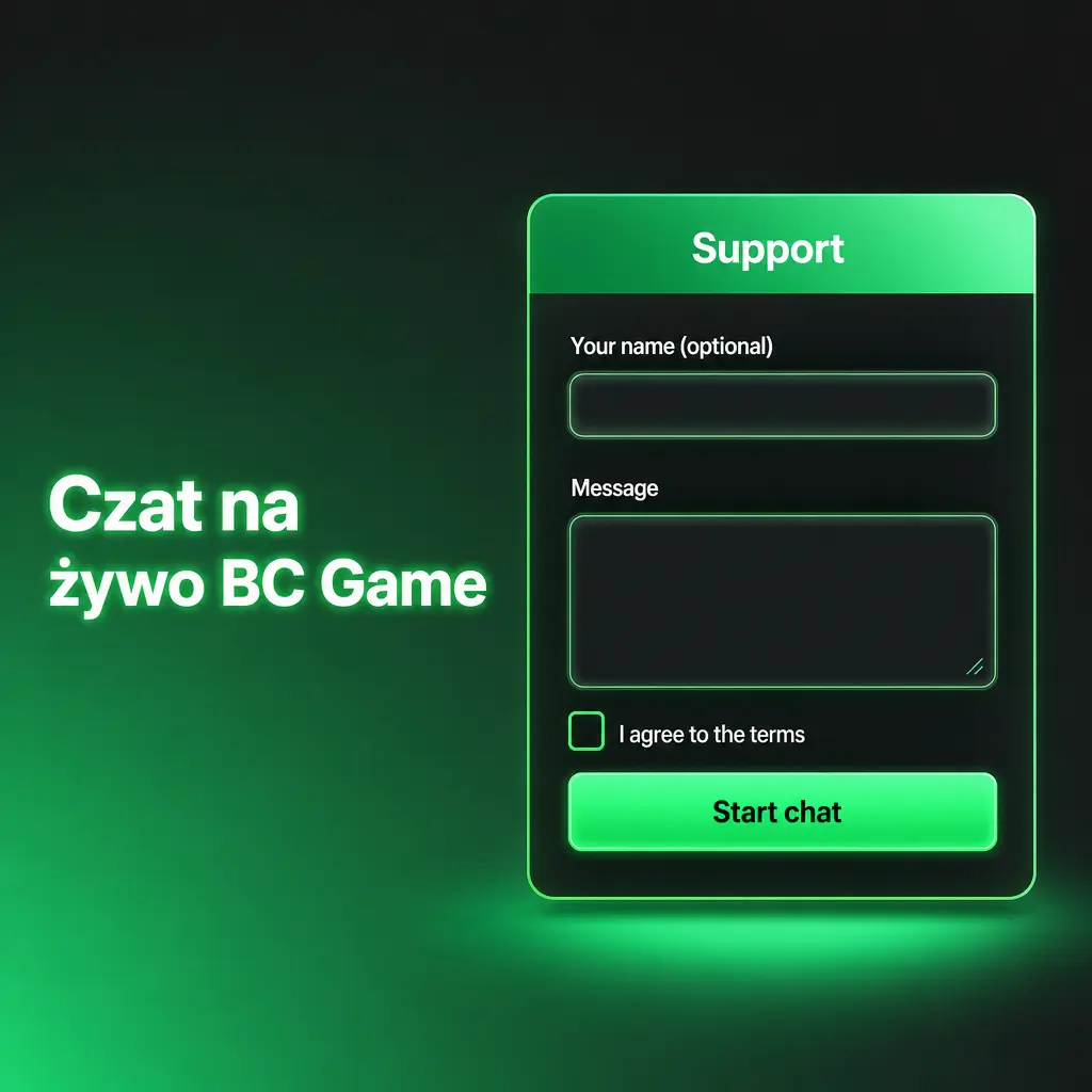 Ikona czatu na żywo BC Game dostępna 24/7 na stronie i w aplikacji mobilnej do szybkiego kontaktu z pomocą techniczną.