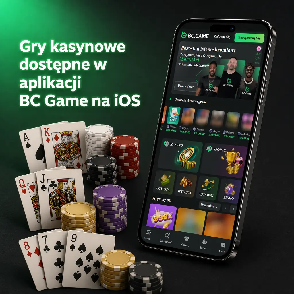 Gry kasynowe w aplikacji BC Game na iOS: automaty, ruletka, blackjack na żywo oraz gry Originals jak Crash czy Plinko.