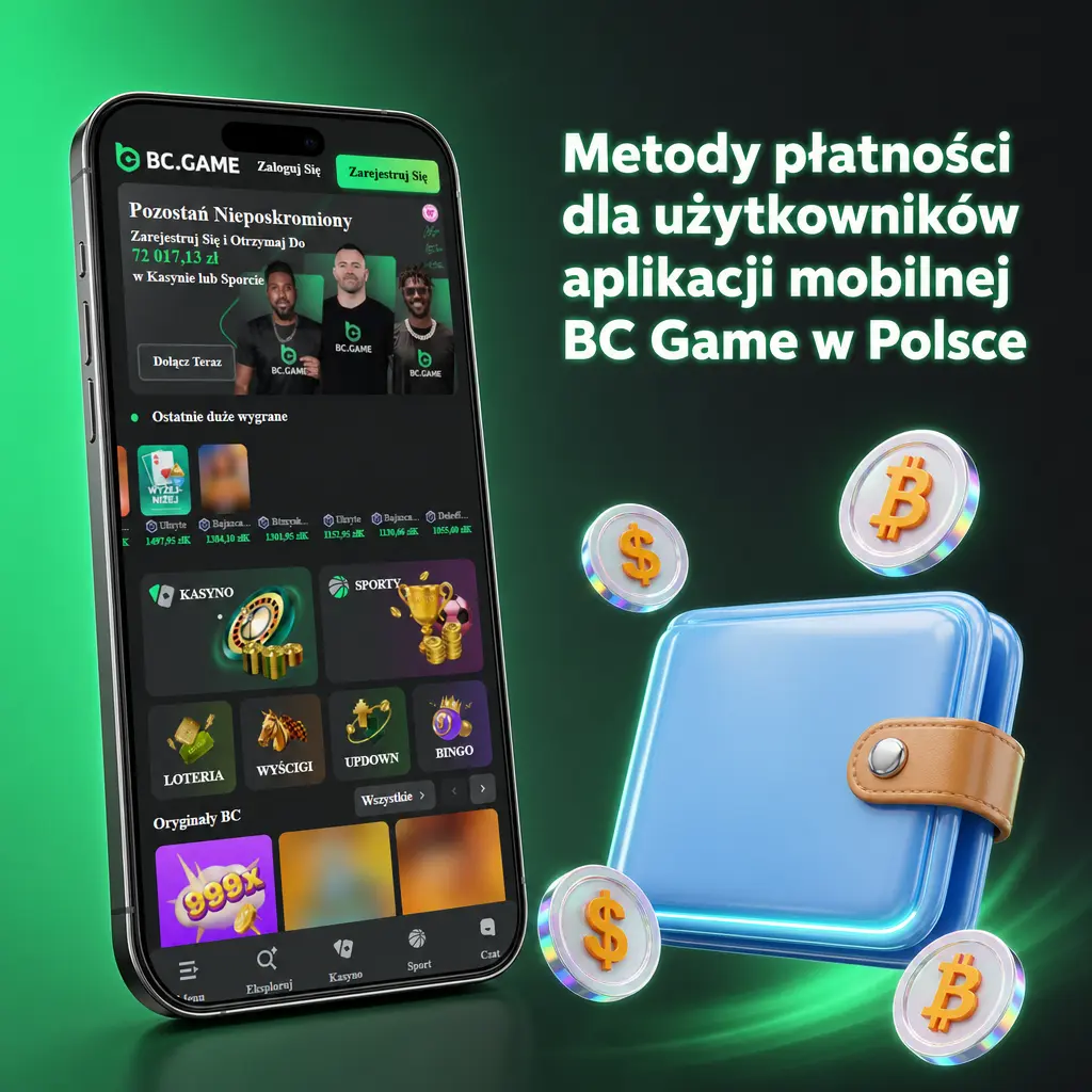 Tabela limitów płatności BLIK, Przelewy24, kart płatniczych i kryptowalut w aplikacji mobilnej BC Game w Polsce