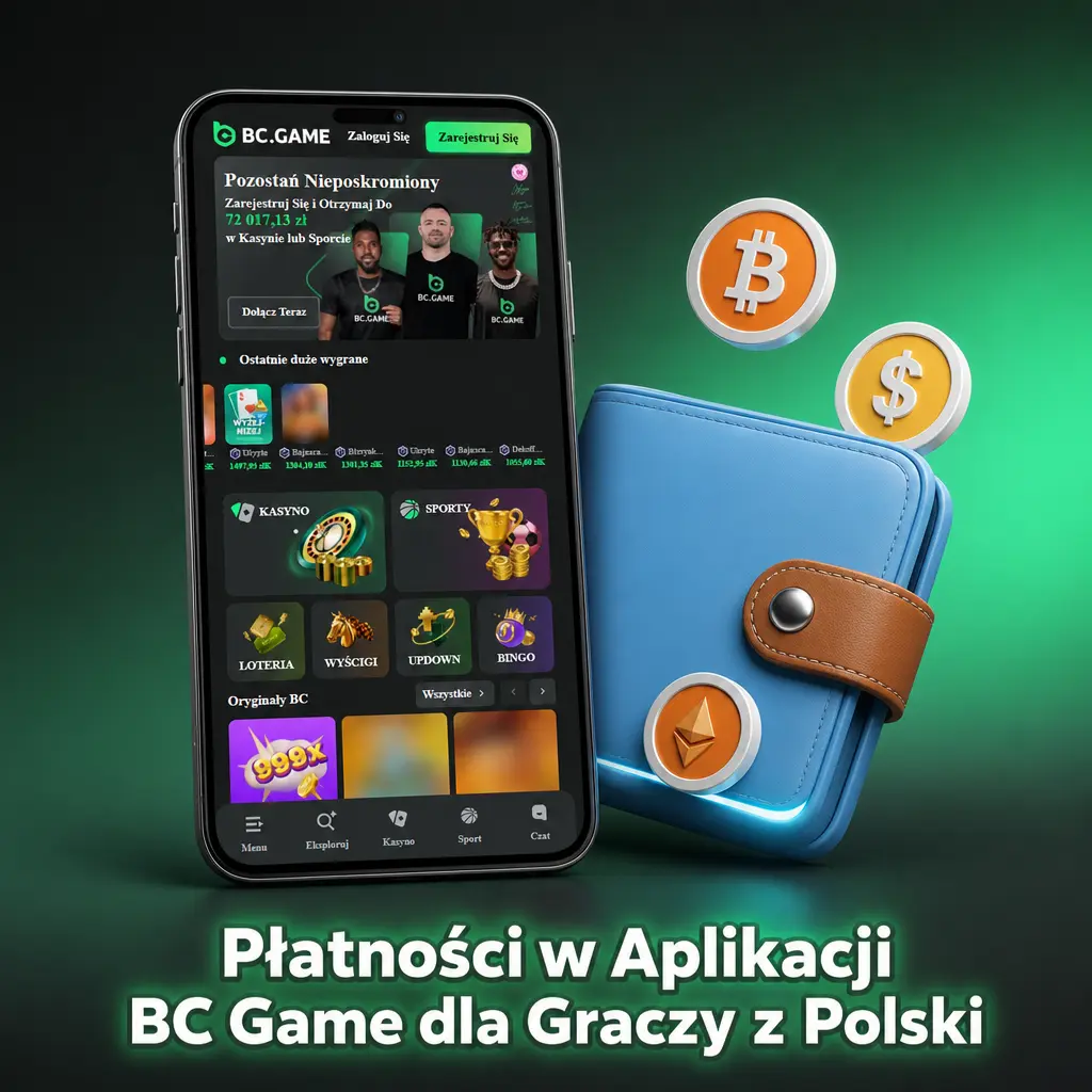 Metody płatności w aplikacji BC Game dla graczy z Polski: BLIK, Bitcoin, Ethereum, USDT, Litecoin, Dogecoin i Tron